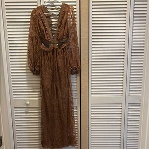 Elegant Brown Lace Dress